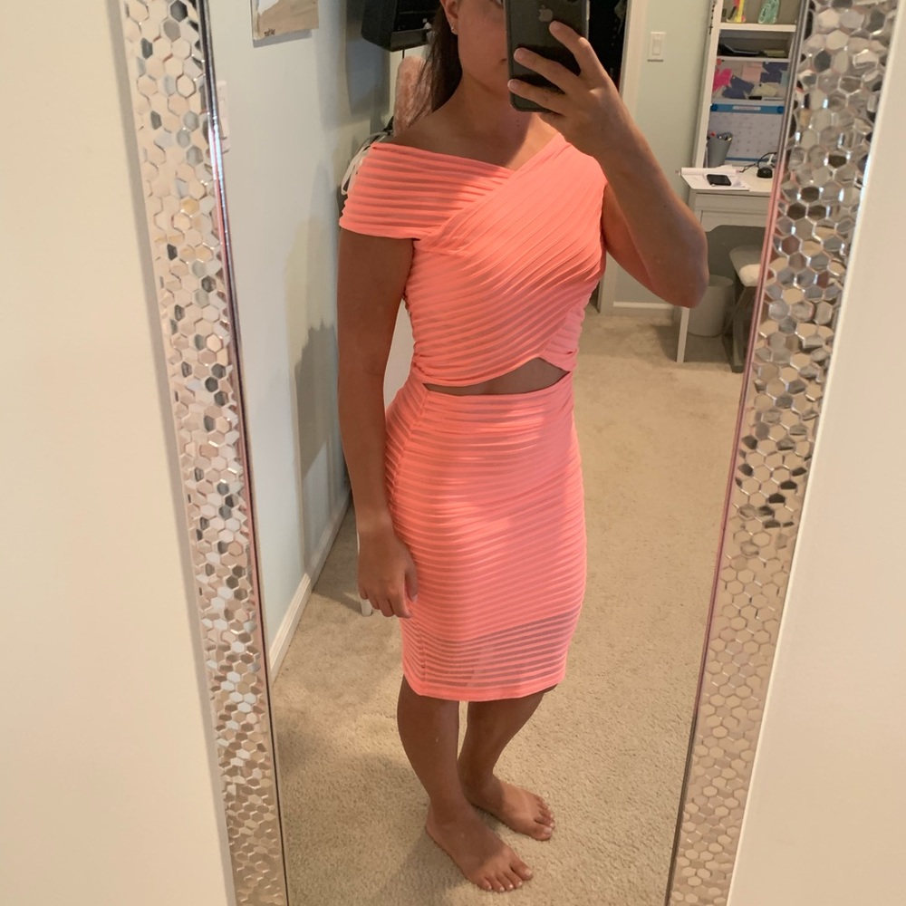 Women’s WTD 2 Piece Skirt + Top Outfit in Bright Coral!